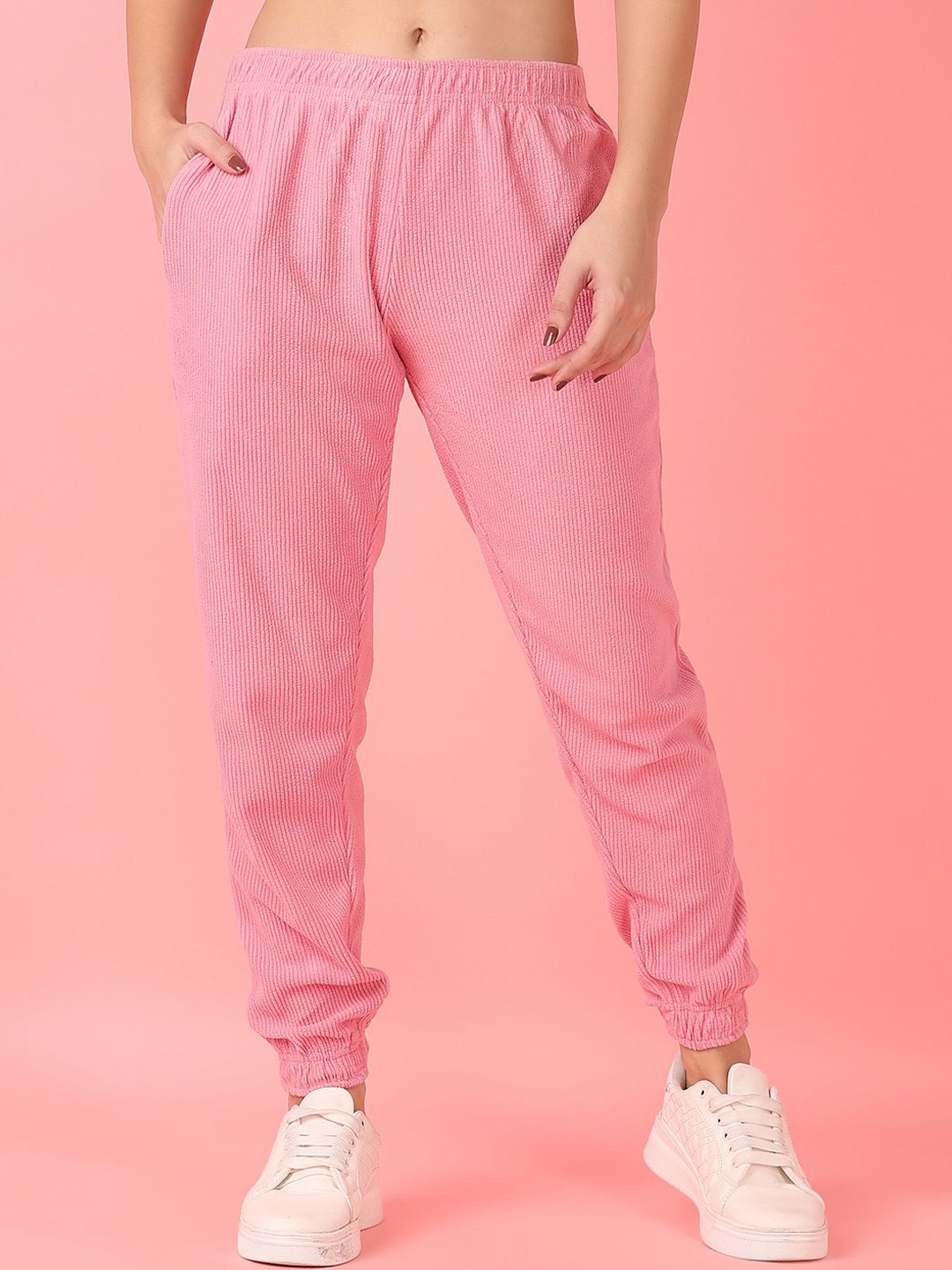 

V-Mart Women Western Mid-Rise W-Pyjama Track Pants, Pink