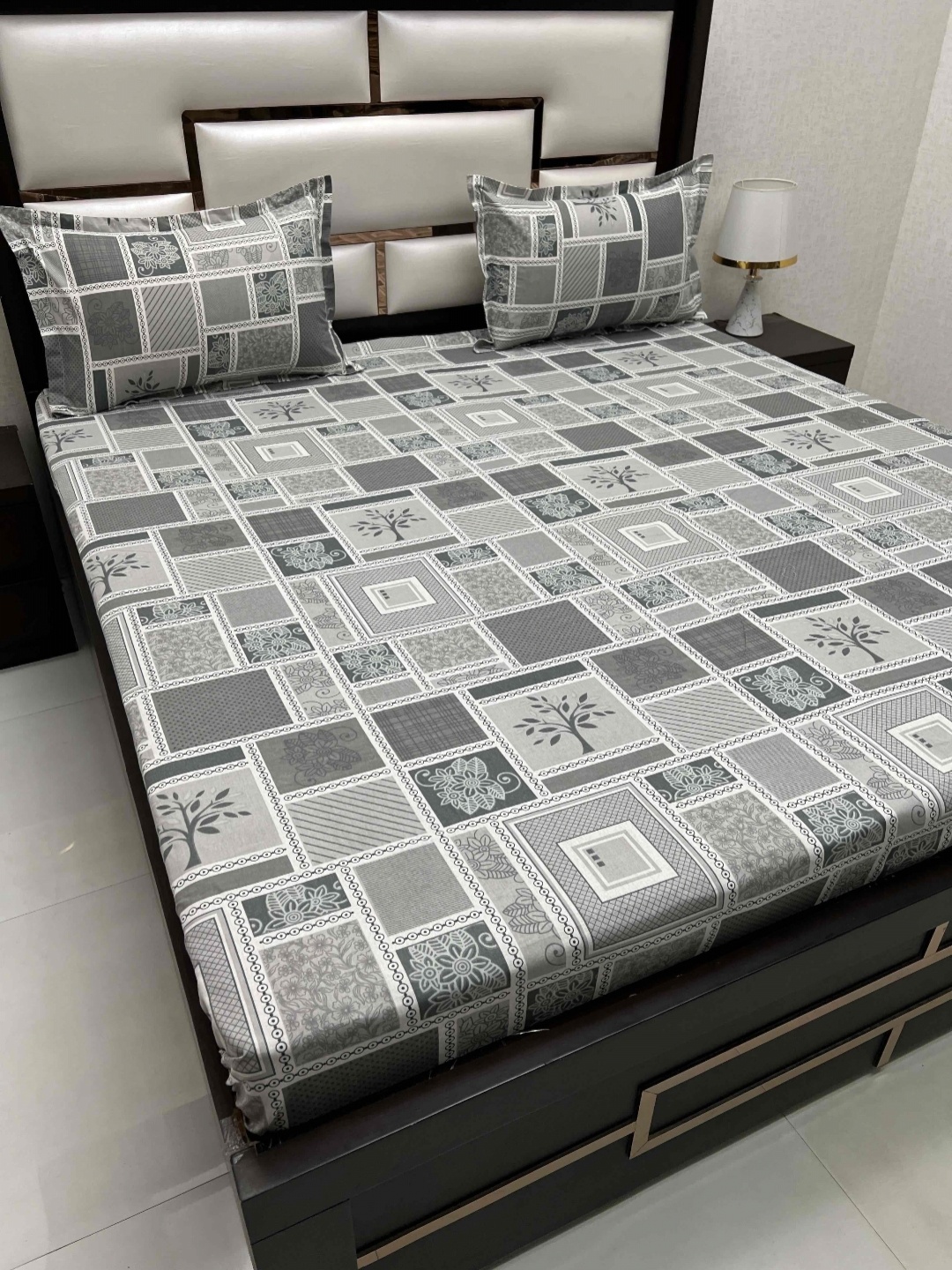 

Pure Decor Passion Grey Ethnic Pure Cotton 200 TC Double Queen Bedsheet Set-2.27m x 2.53 m