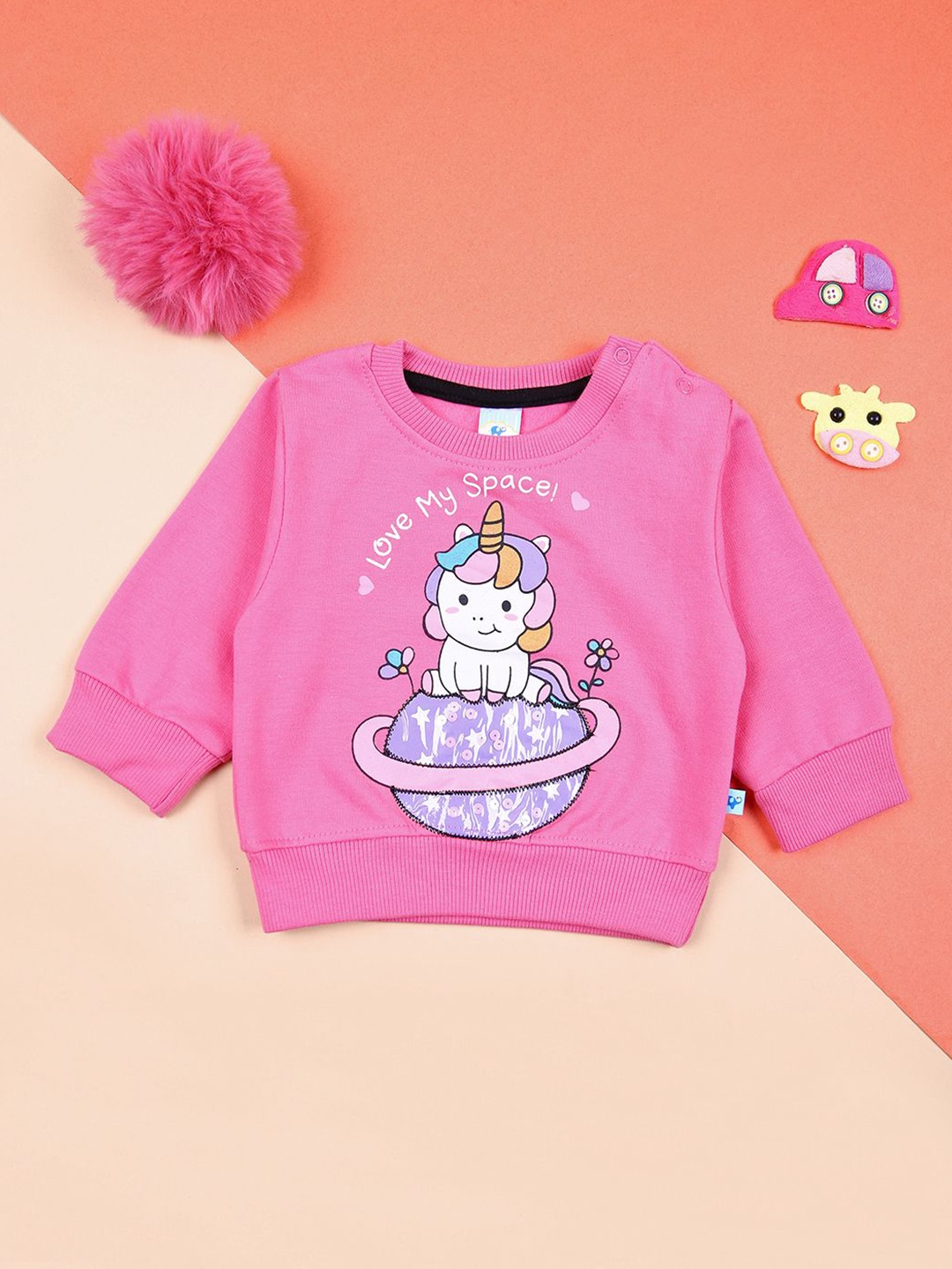 

V-Mart Kids Printed Pullover Sweatshirt, Fuchsia