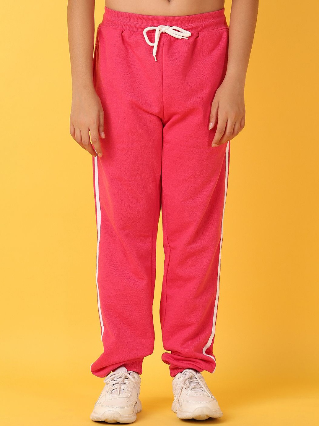 

V-Mart Girls Mid-Rise Cotton Track Pants, Fuchsia