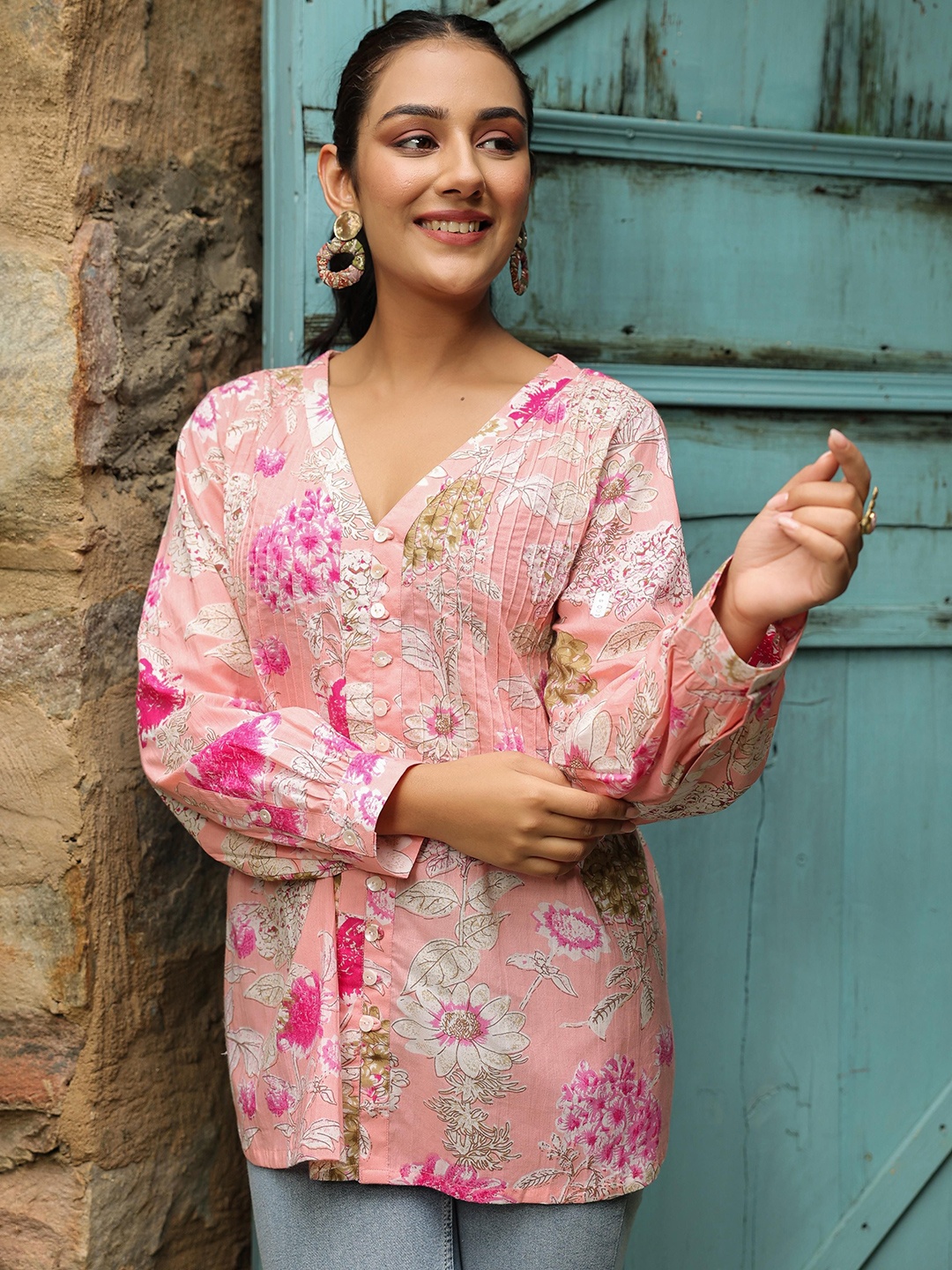 

Jaipur Morni womens Ethnic Cotton Top, Pink
