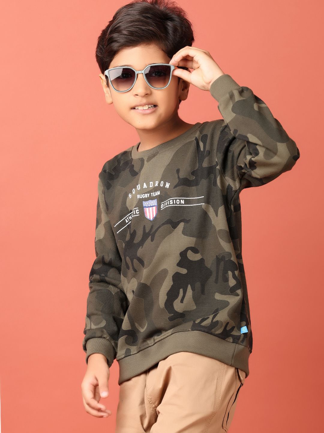 

V-Mart Boys Camouflage Printed Sweatshirt, Olive