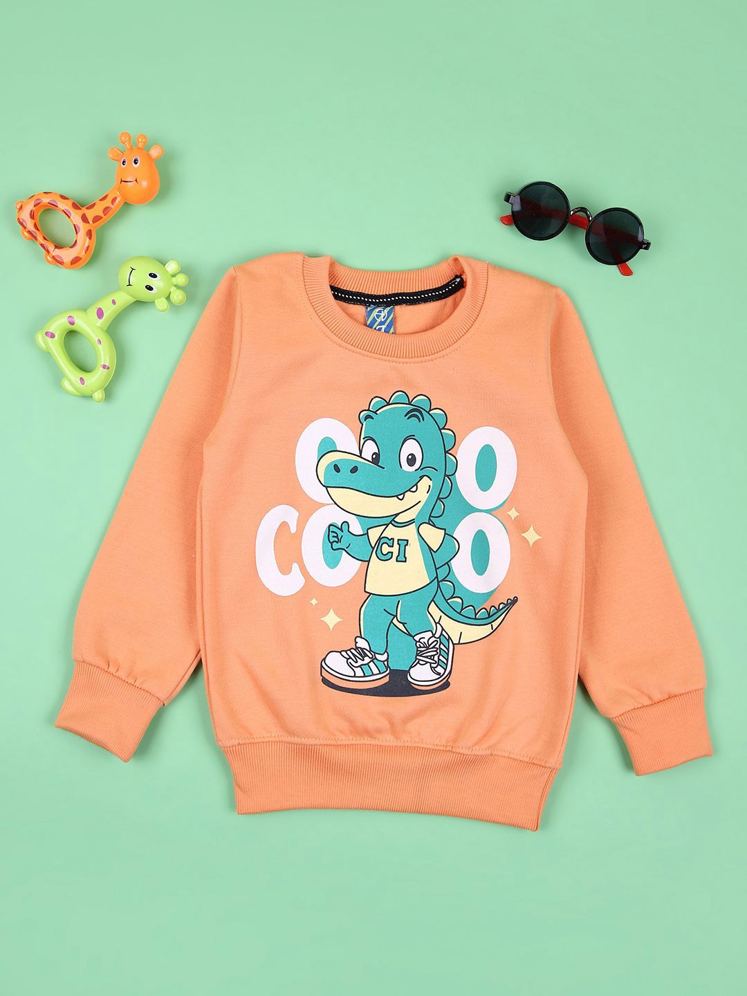 

V-Mart Boys Printed Round Neck Pullover Sweatshirt, Orange
