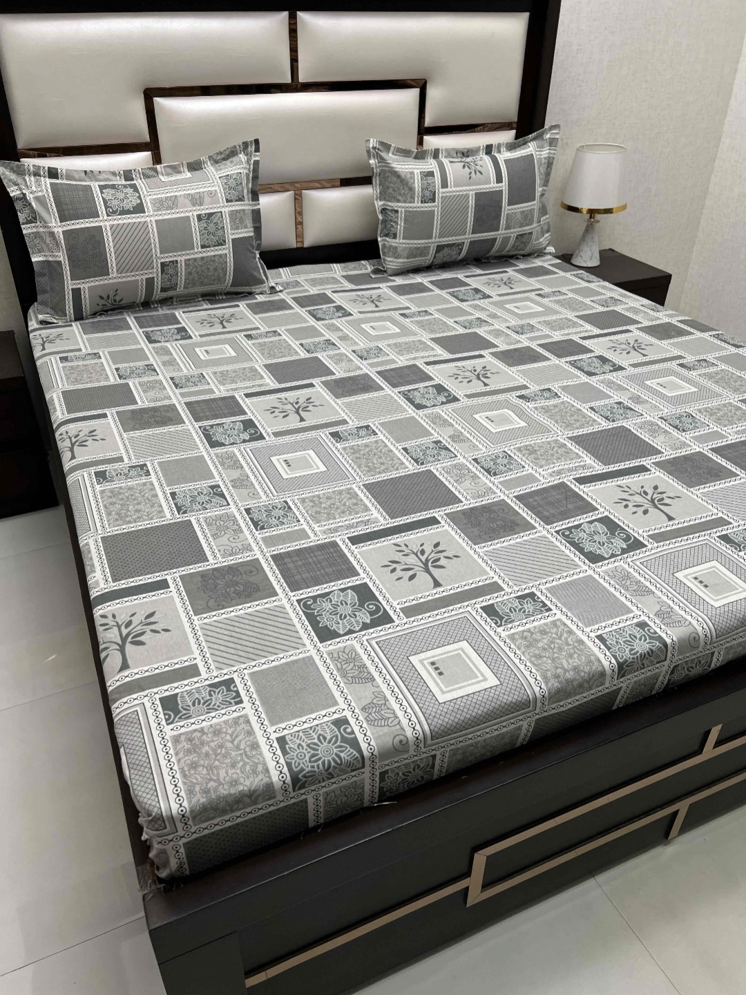 

Pure Decor Passion Grey Ethnic Motifs 350 TC Pure Cotton Queen Bedsheet-2.28 m x 2.55 m