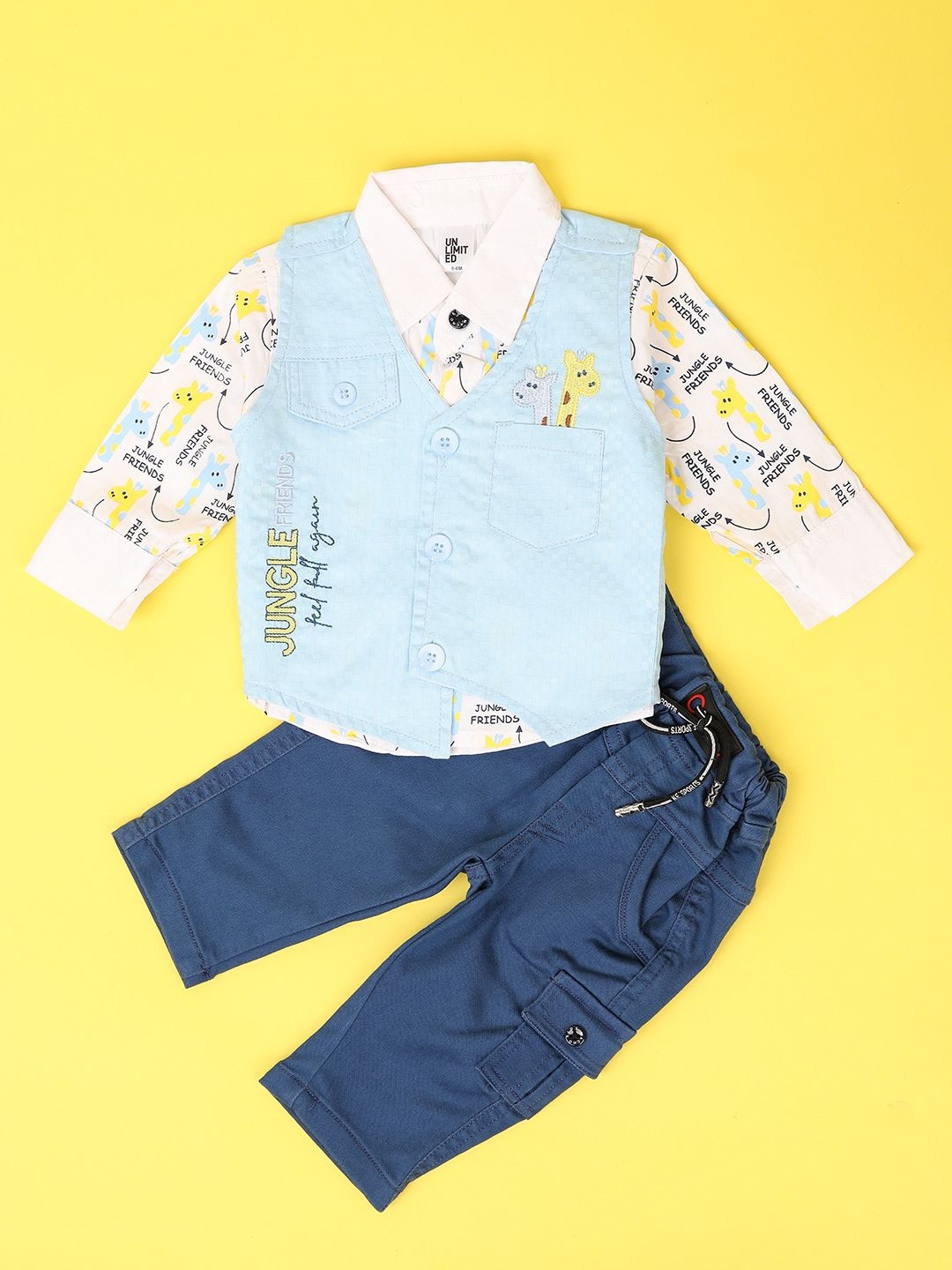 

V-Mart Unisex Kids Printed Shirt with Trousers, Blue