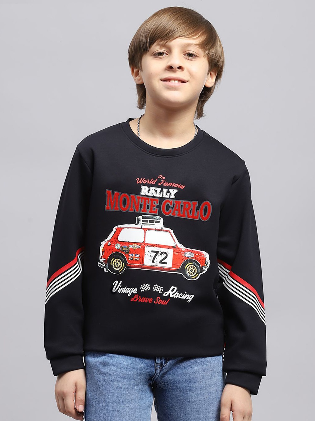 

Monte Carlo Boys Printed Pullover Cotton Sweatshirt, Navy blue