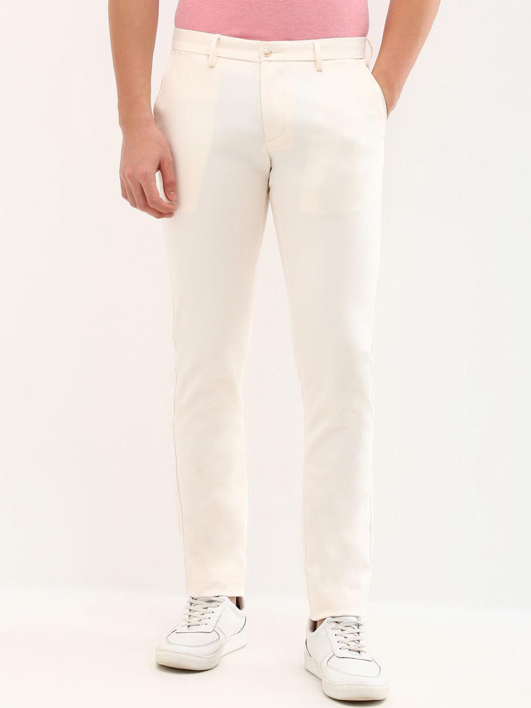 

Allen Solly Men Cotton Slim Fit Trousers, Cream