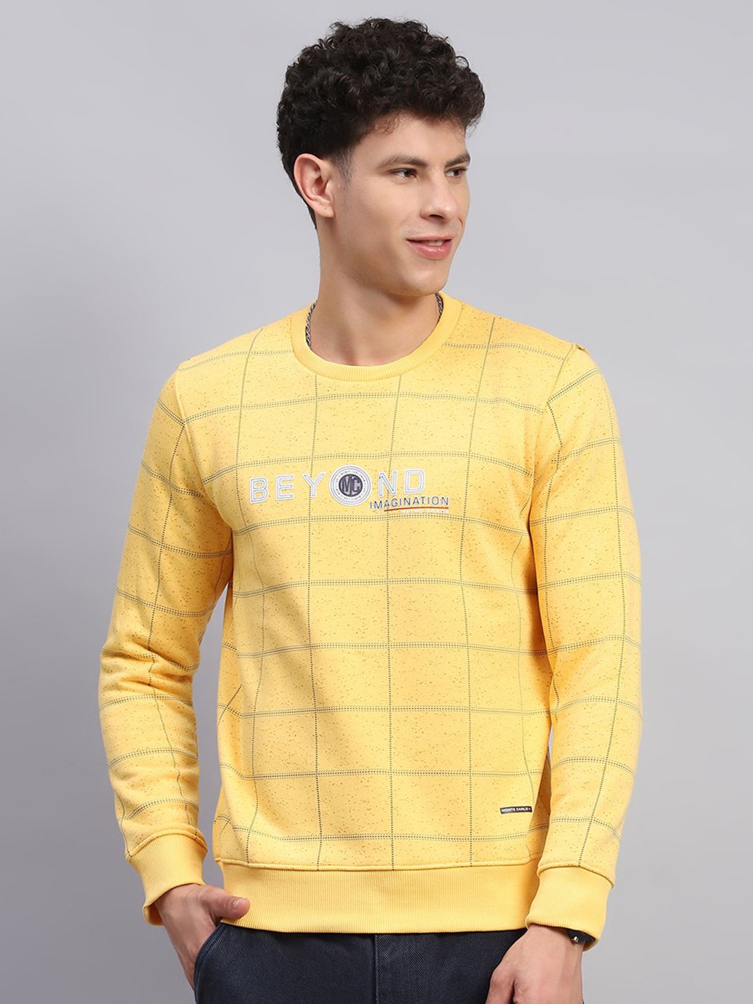 

Monte Carlo Men Printed Pullover Cotton Sweatshirt, Yellow