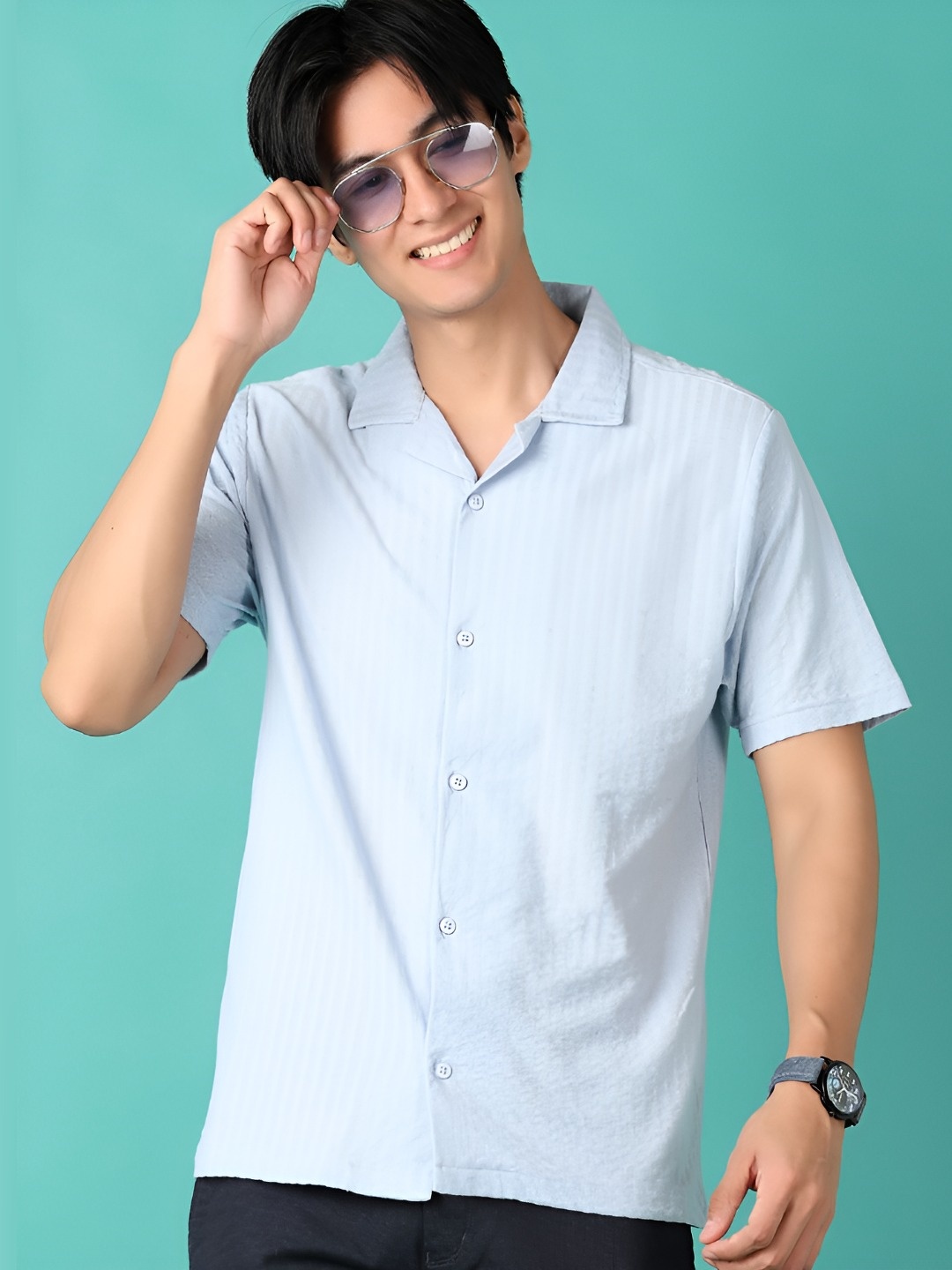

V-Mart Men Polo Collar T-shirt, Blue