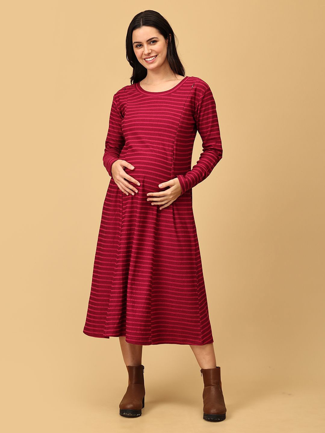 

The Mom Store Womens A-Line Midi Dress, Magenta