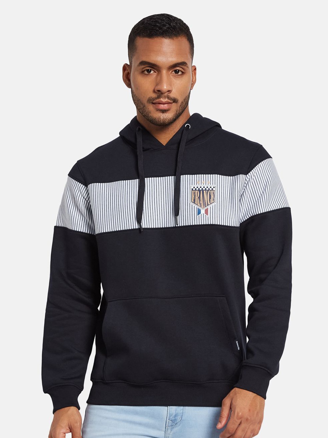 

Octave Men Striped Hooded Pullover Sweatshirt, Navy blue