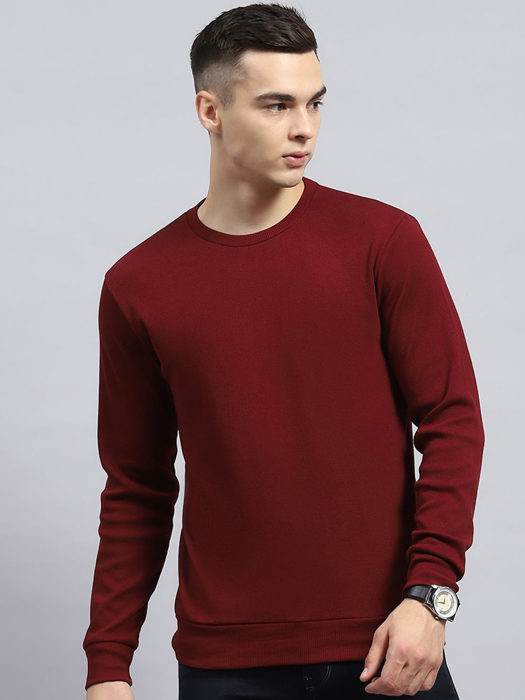 

Monte Carlo Men Solid Cotton Pullover Sweatshirt, Maroon