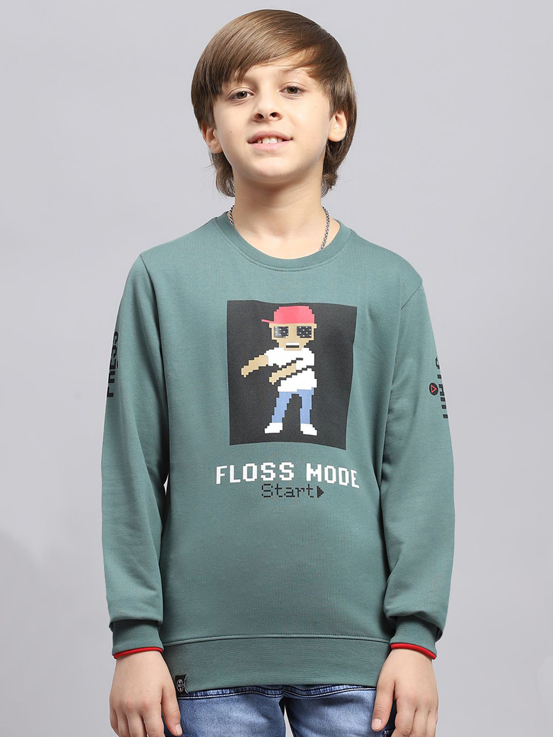 

Monte Carlo Boys Graphic Printed Cotton Sweatshirt, Green