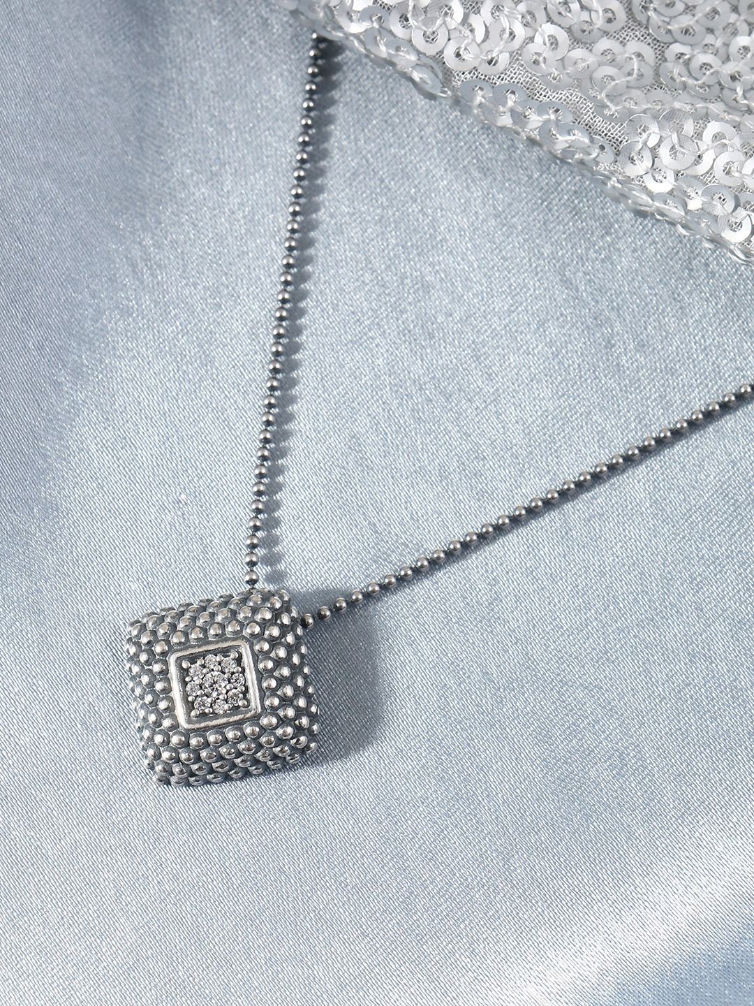 

House of Pataudi 925 Sterling Silver Plated Stone Studded & Beaded Necklace