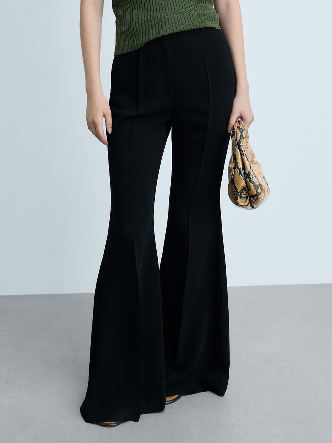 

MANGO Women Boot-Cut Trousers, Black
