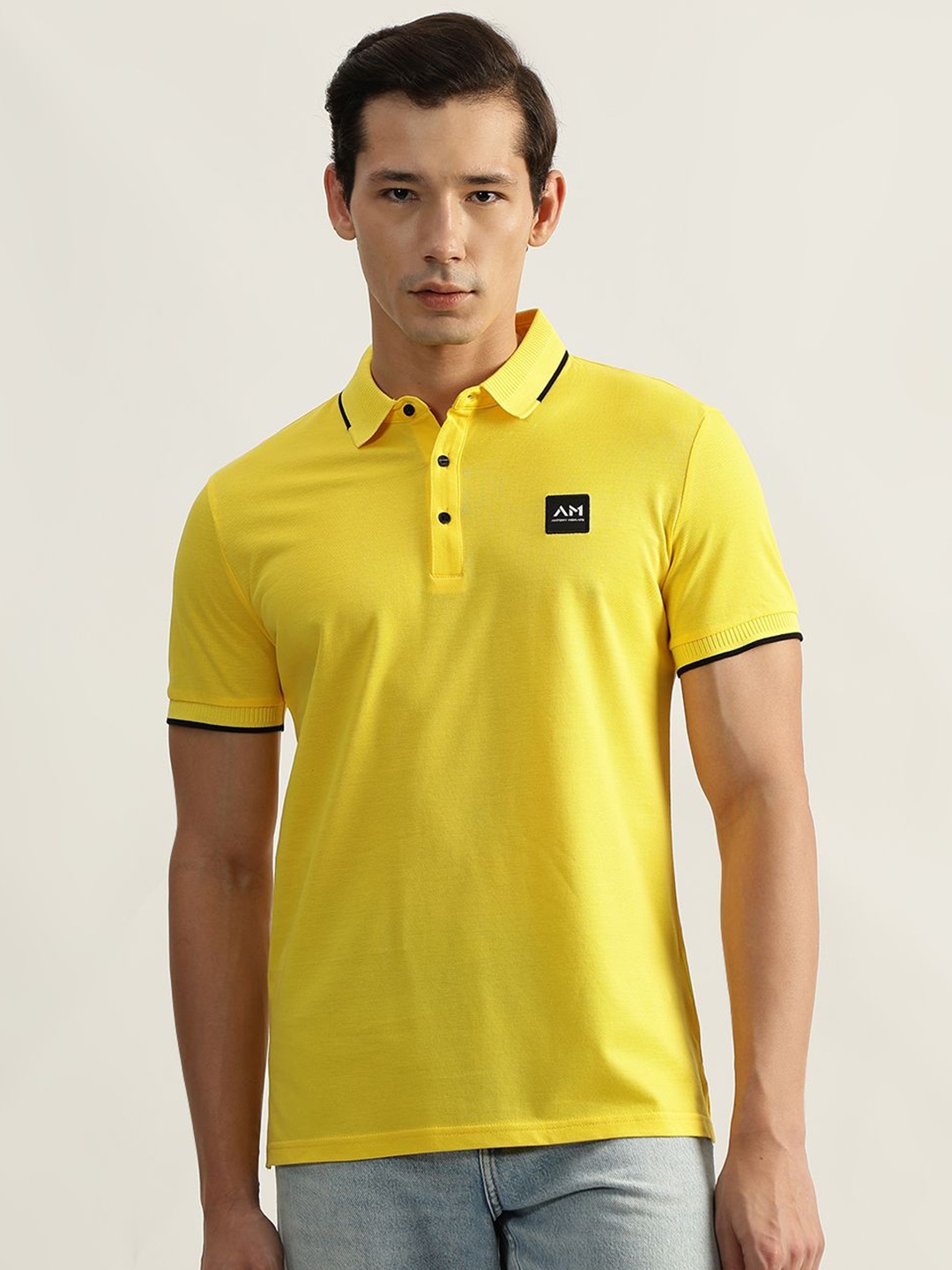 

Antony Morato Men Solid Polo Collar Cotton T-shirt, Yellow