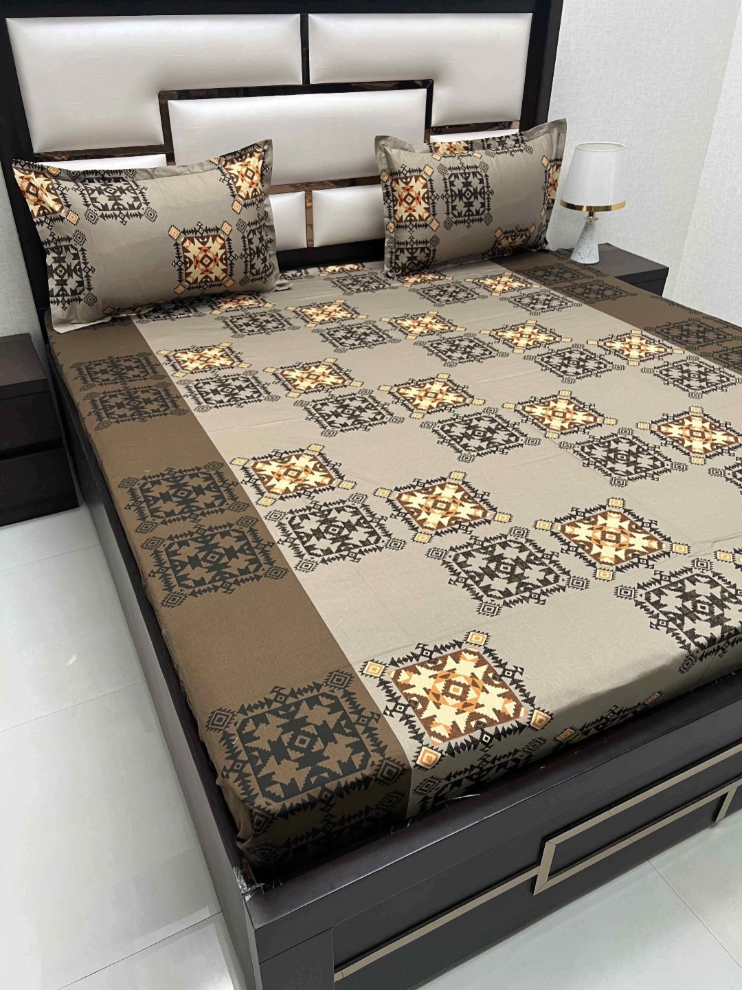

Pure Decor Cotton Queen Size Double Bed Bedsheet With 2 Pillow Covers 2.28m X 2.54m, Brown