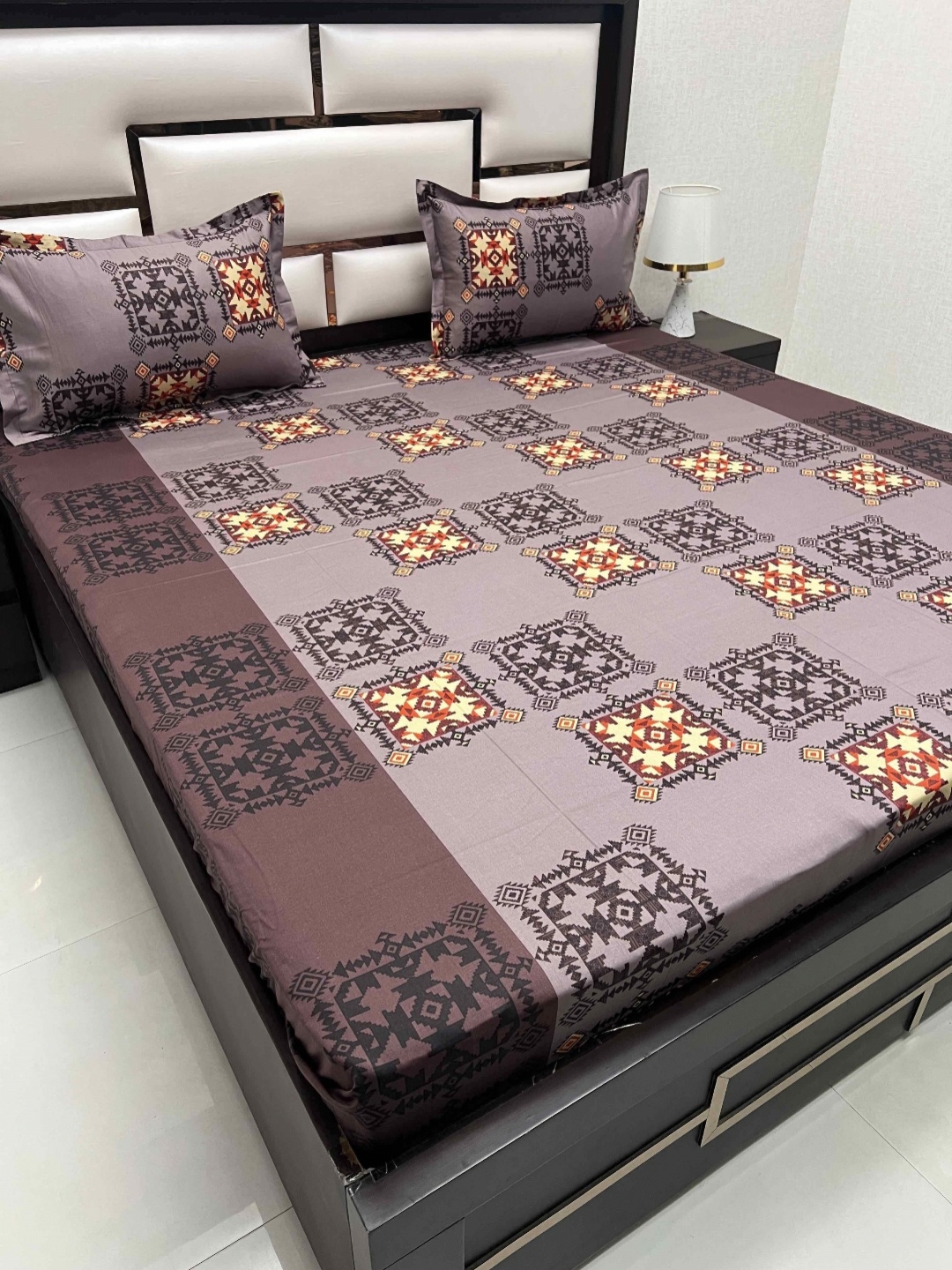 

Pure Decor Cotton Queen Size Double Bed Bedsheet With 2 Pillow Covers 2.28m X 2.54m, Brown