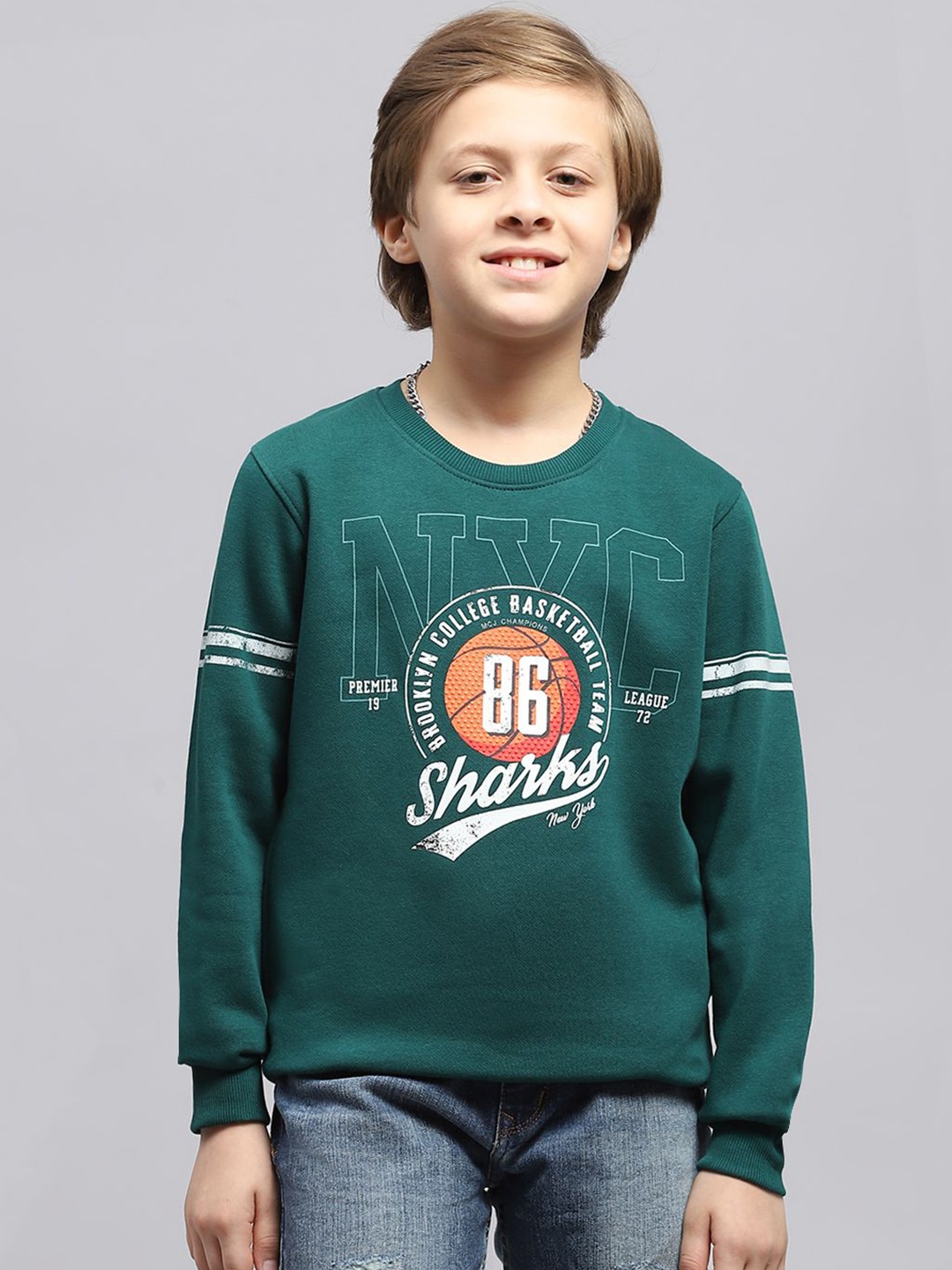 

Monte Carlo Boys Printed Cotton Pullover Sweatshirt, Green