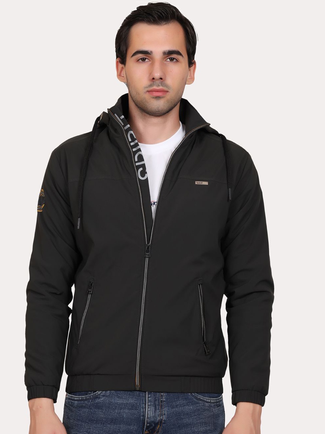 

Spirit Men Hooded Solid Casual Tailored Jacket, Olive