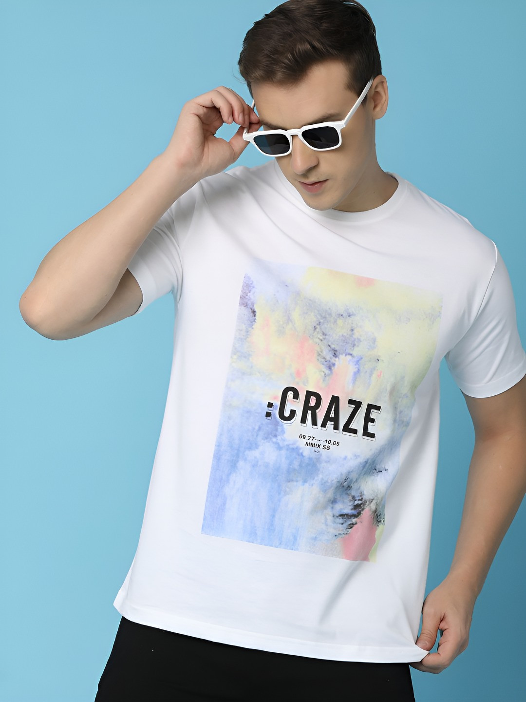 

V-Mart Men Typography Printed Round Neck Cotton T-shirt, White