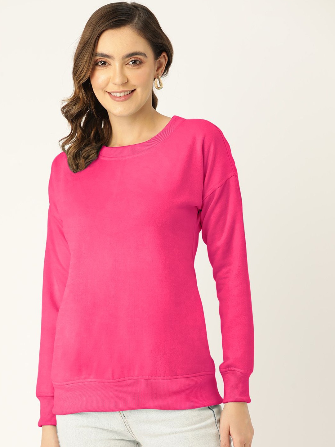 

BRINNS Women Round Neck Solid Casual Pullover, Pink