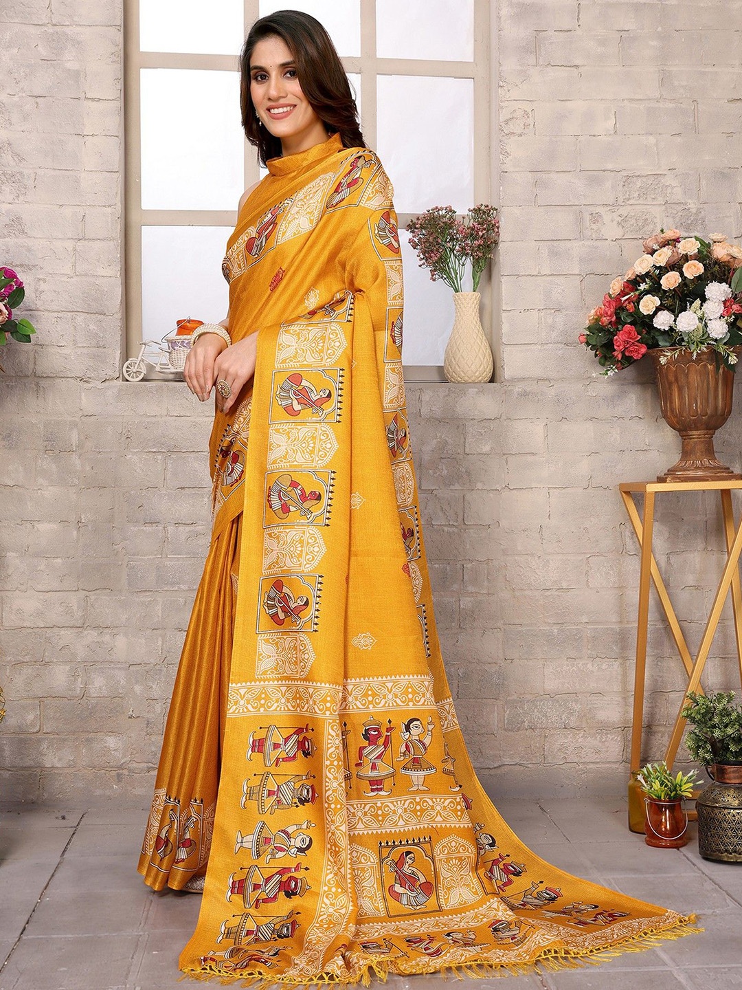 

KALINI Ethnic Motifs Printed Saree, Yellow