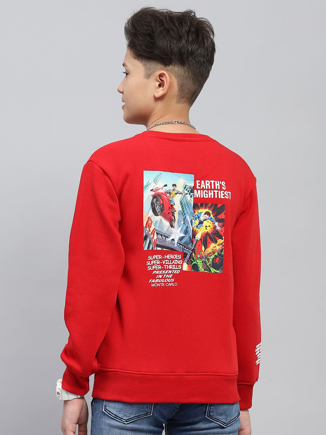 

Monte Carlo Boys Printed Cotton Pullover Sweatshirt, Red