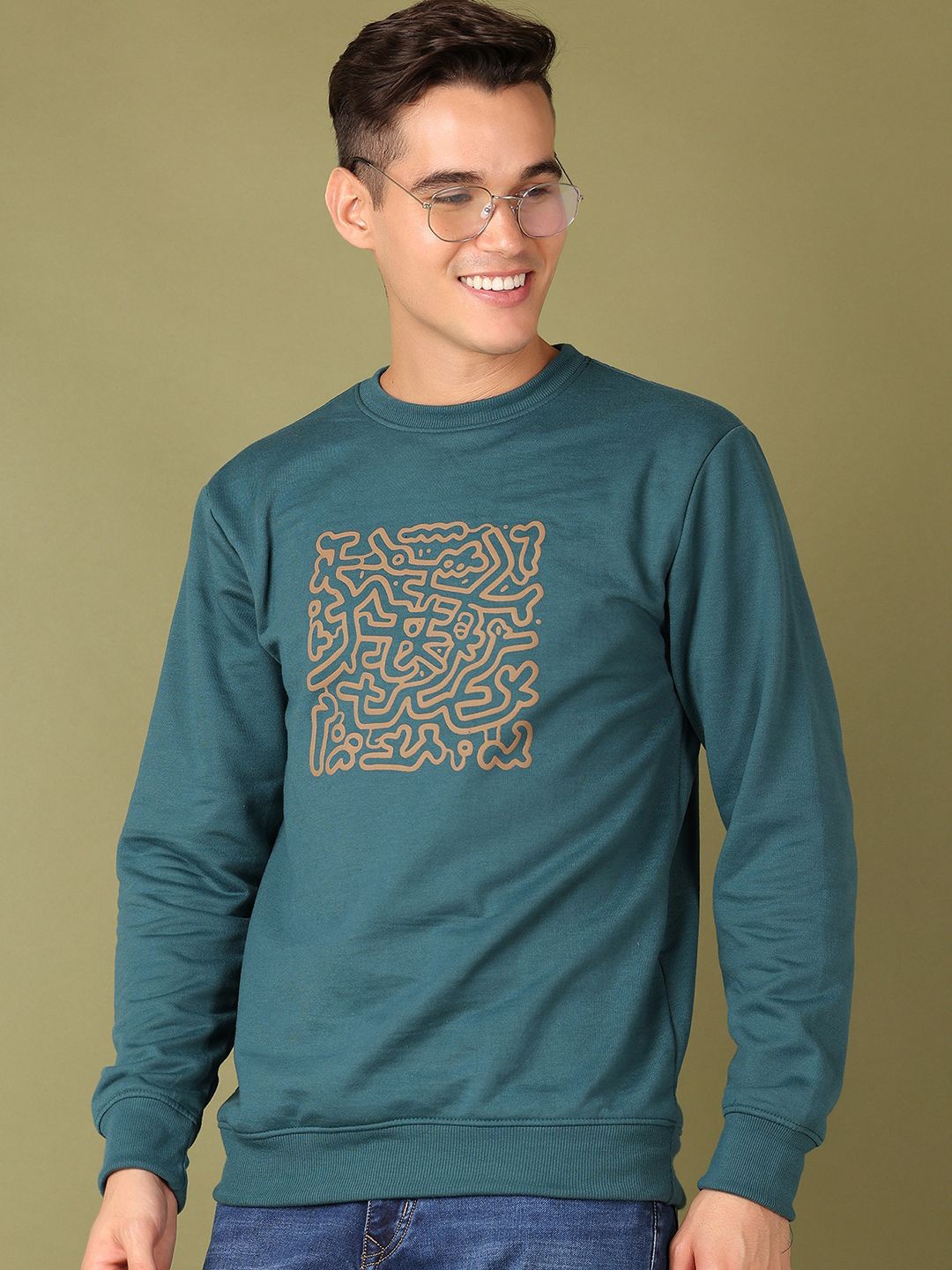 

V-Mart Men Printed Sweatshirt, Green