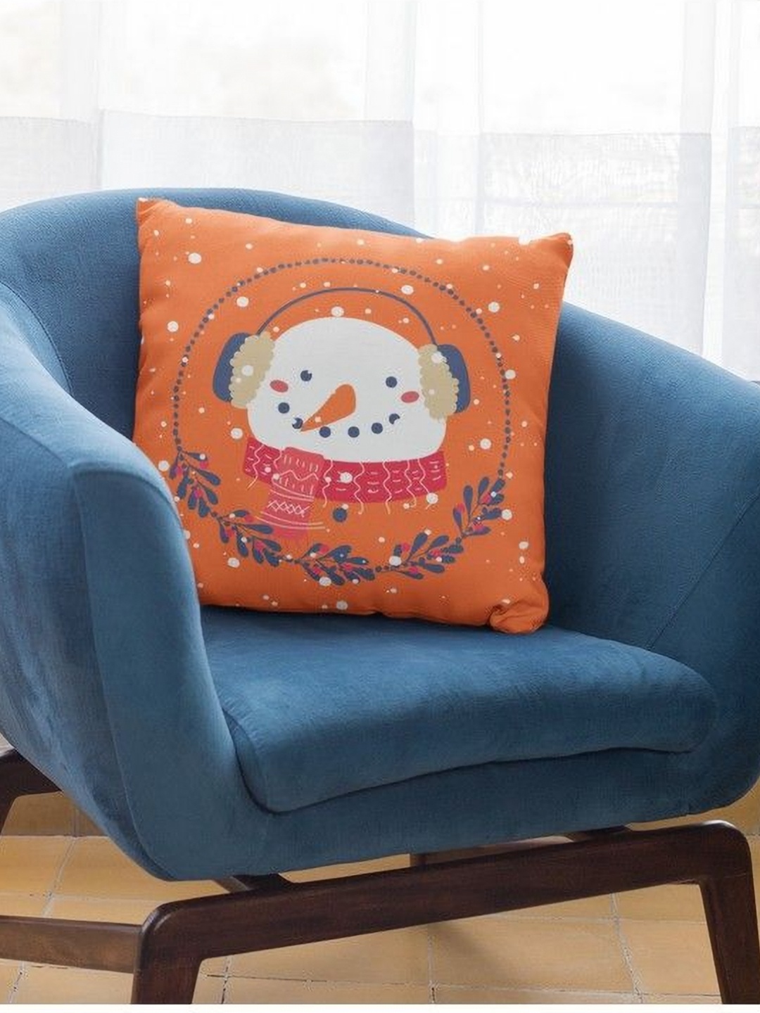 

THEYAYACAFE Orange & White Velvet Square Cushion Covers