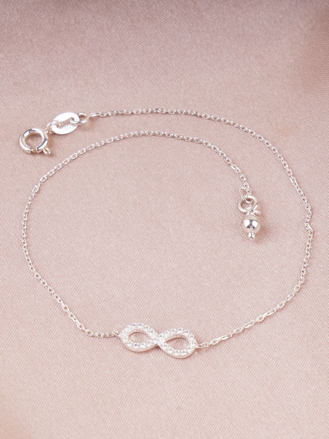 

House of Pataudi Silver-Plated Artificial Stones Anklet