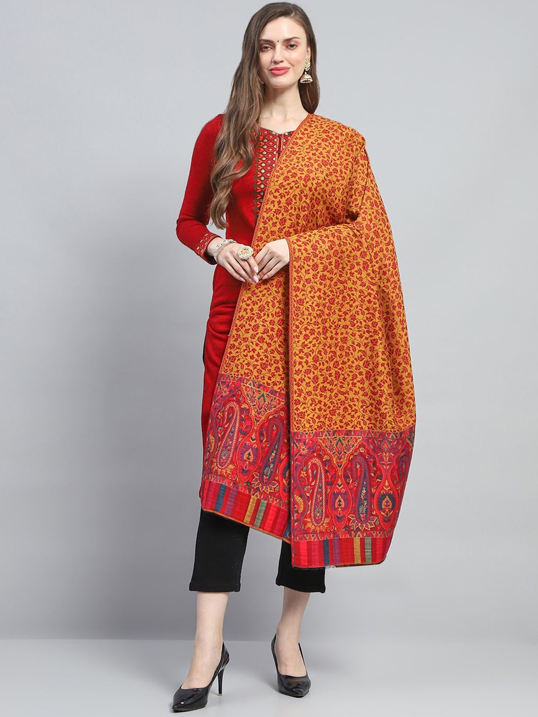 

Monte Carlo Paisley Woven Design Shawl, Orange
