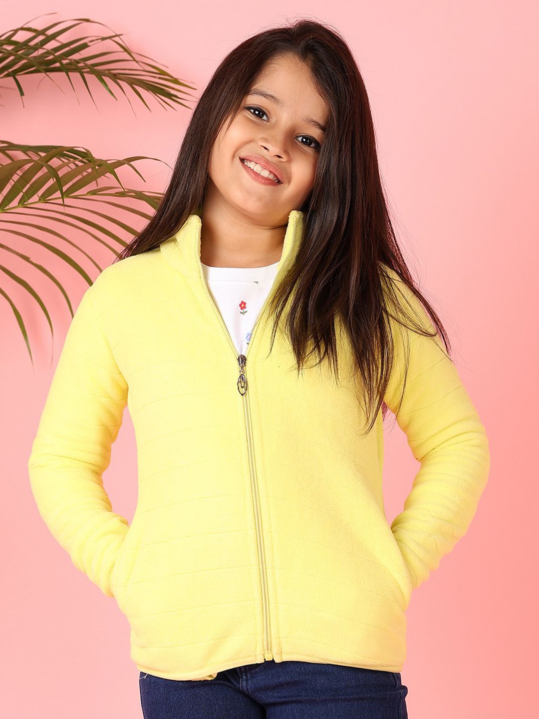 

V-Mart Girls Mandarin Collar Sweatshirt, Yellow