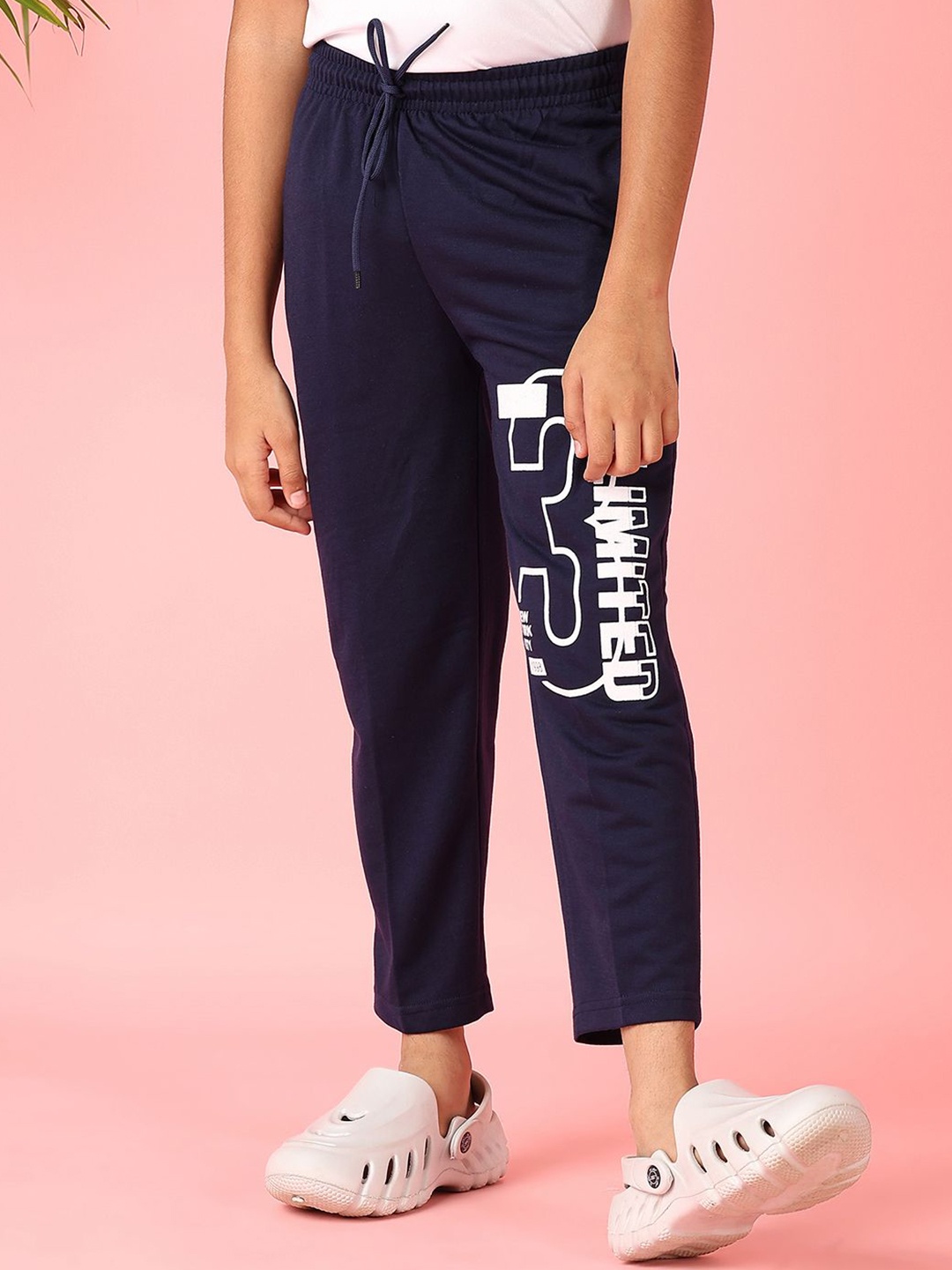 

V-Mart Boys Regular Fit Cotton Track Pants, Navy blue
