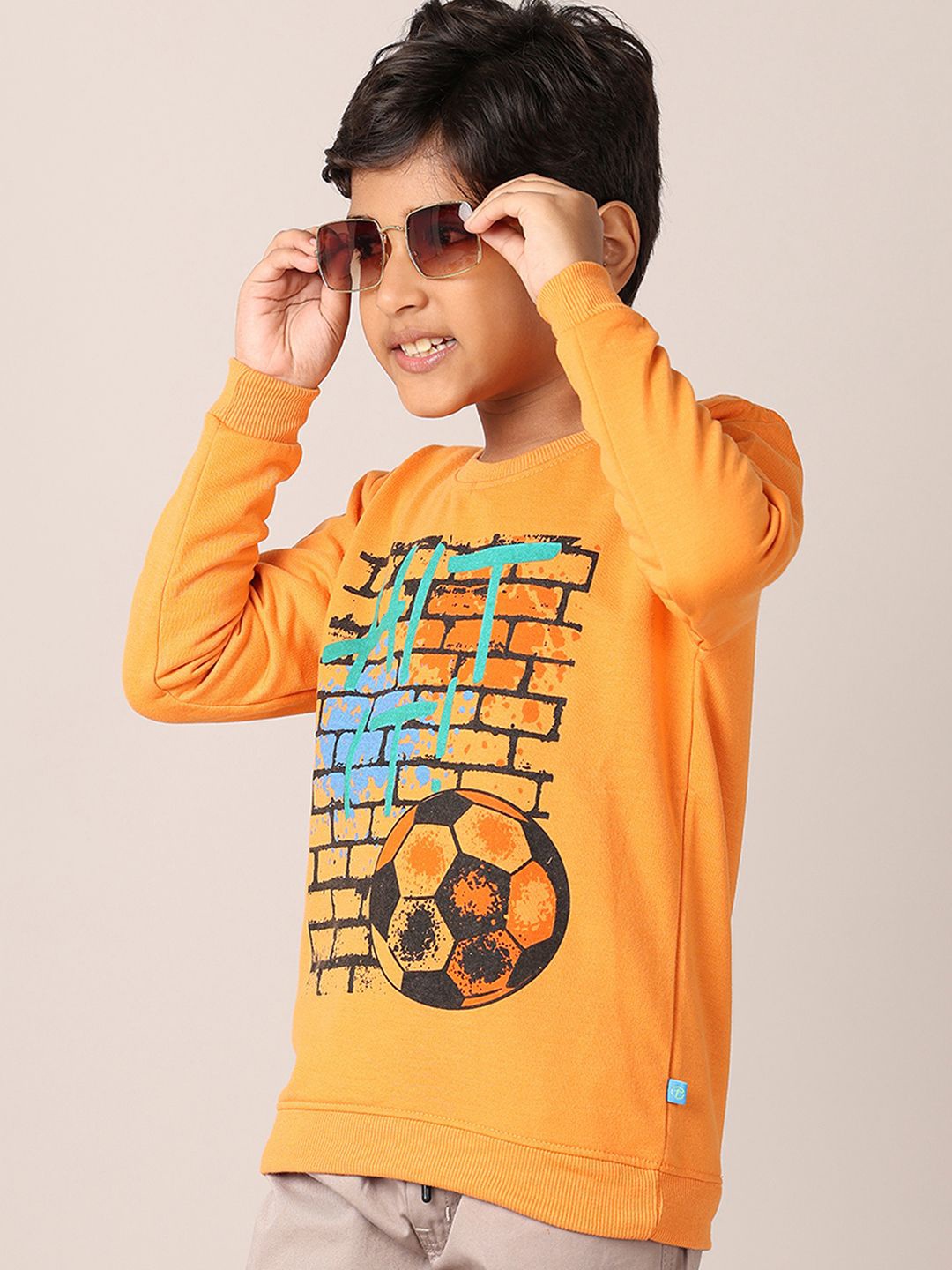 

V-Mart Boys Printed Round Neck Pullover Sweatshirt, Orange