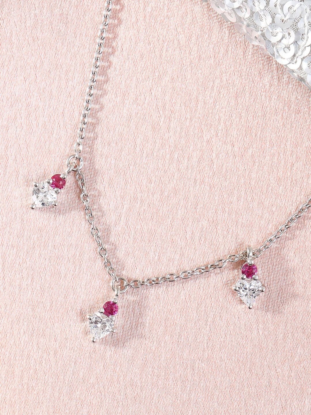 

House of Pataudi 925 Sterling Silver Plated Stone Studded Necklace