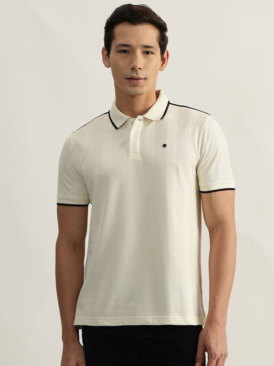 

Iconic Men Solid Polo Collar Cotton T-shirt, White