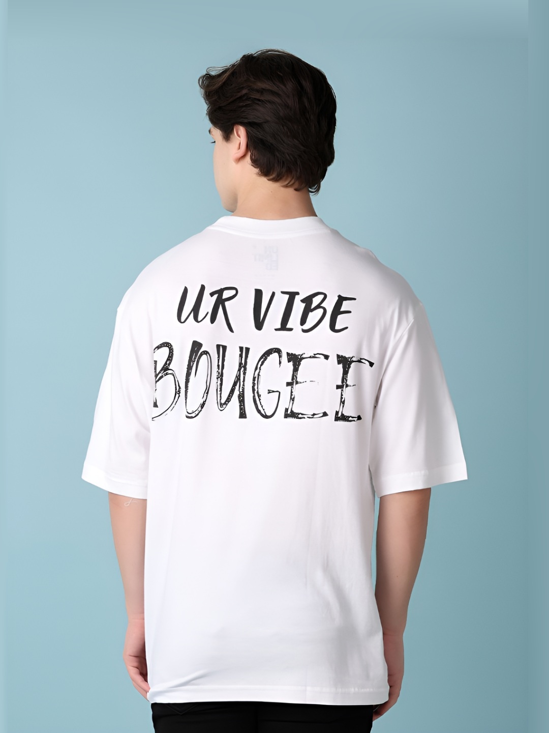 

V-Mart Men Typography Printed Round Neck Cotton Oversized T-shirt, White