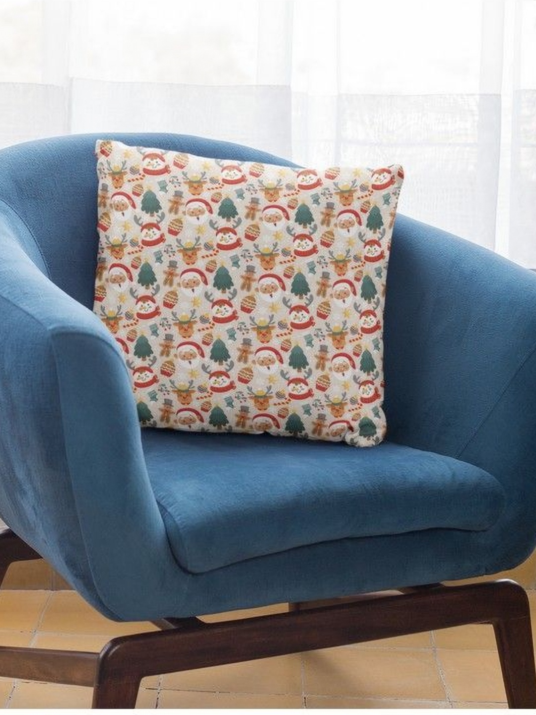 

THEYAYACAFE Beige & Green Velvet Square Cushion Covers