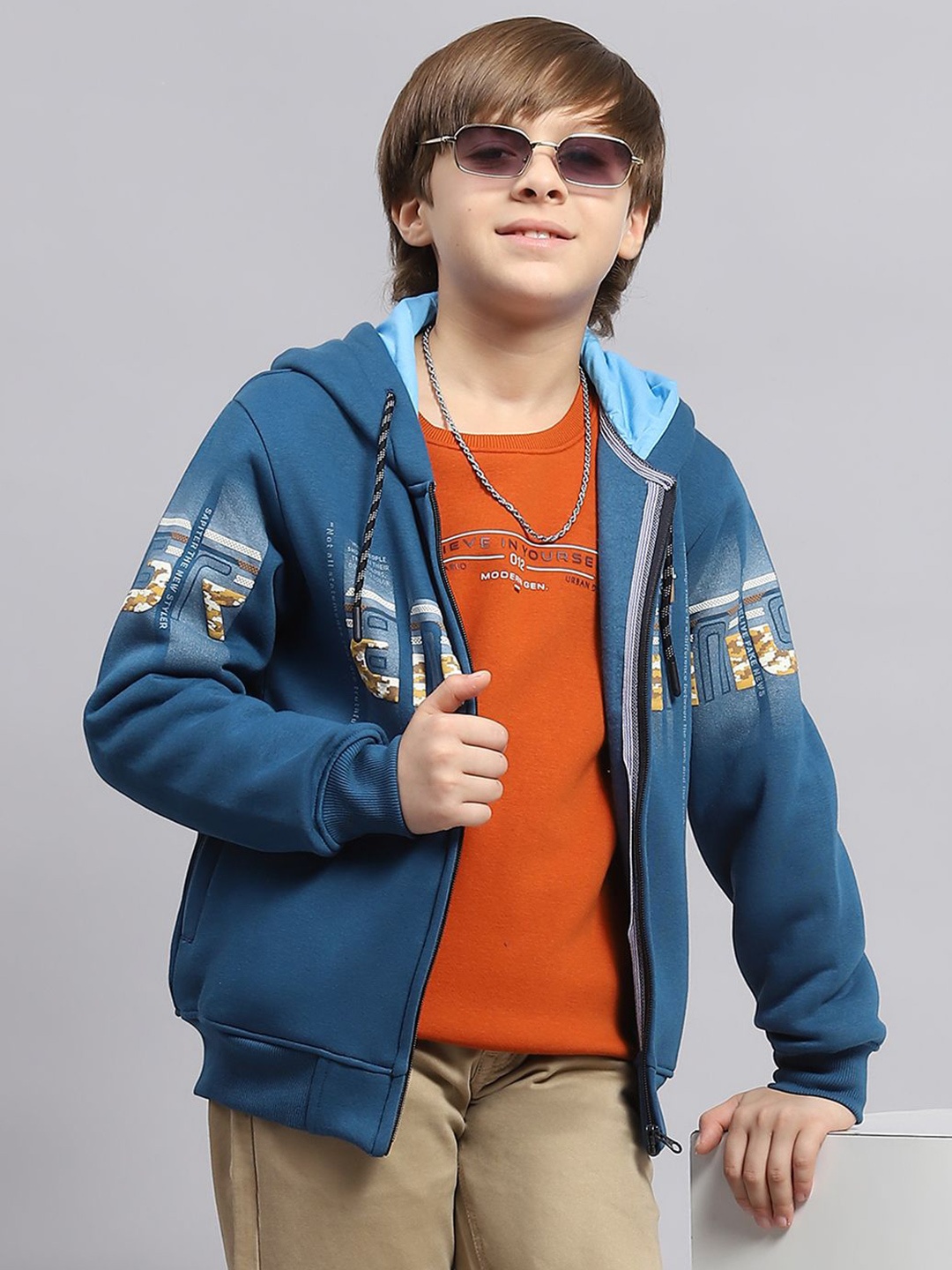 

Monte Carlo Boys Printed Hooded Cotton Sweatshirt, Blue