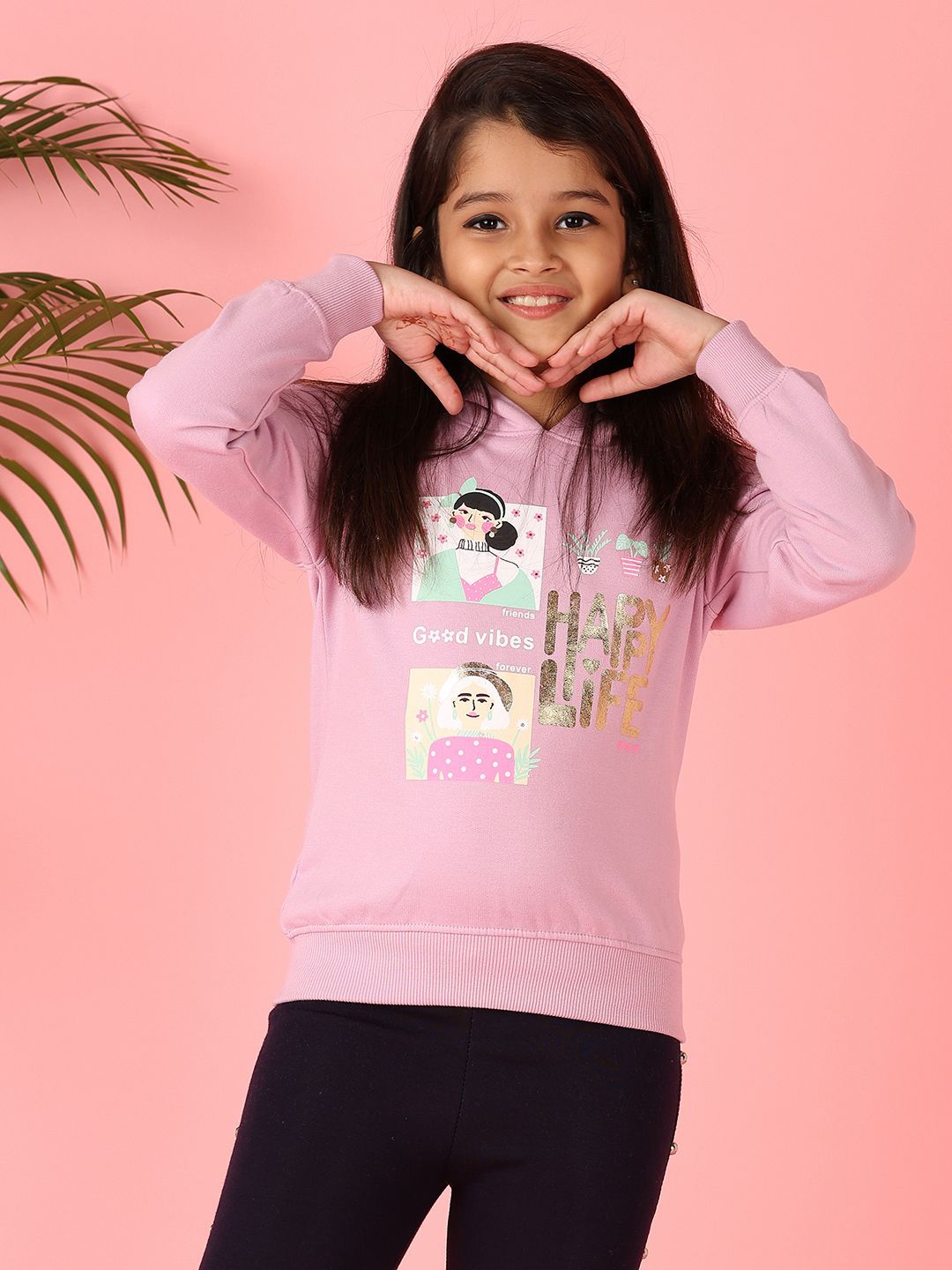 

V-Mart Girls Printed Hooded Pullover Sweatshirt, Purple