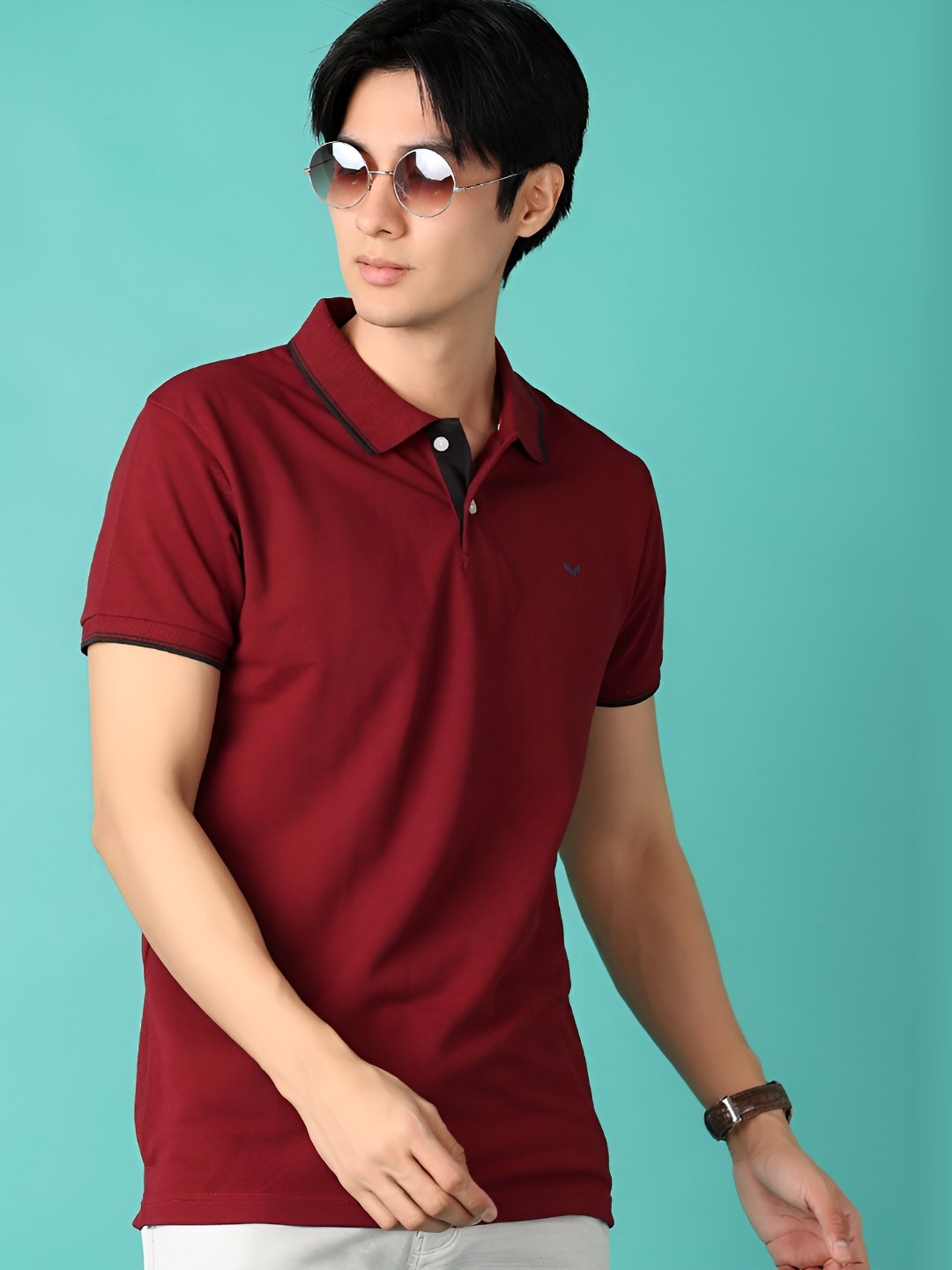 

V-Mart Men Solid Polo Collar T-shirt, Maroon