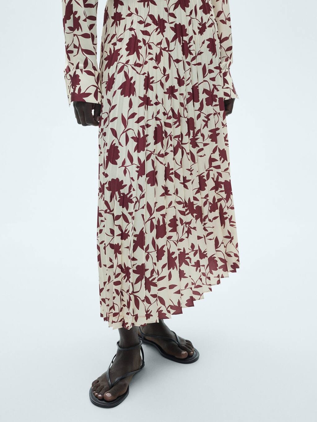 

MANGO Printed Accordion Pleated Flared Maxi Skirt, White