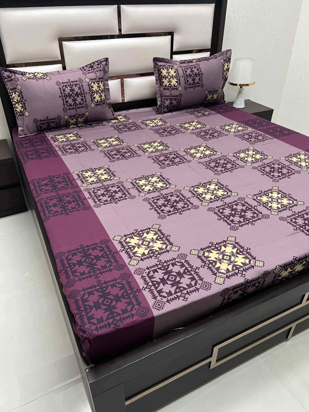 

Pure Decor Passion Fur Purple Ethnic Pure Cotton 210 TC Queen Bedsheet Set-2.29 m x 2.55 m