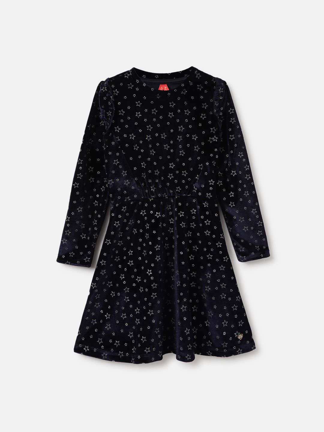 

Blue Giraffe Girls Conversational Printed A-Line Dress, Navy blue