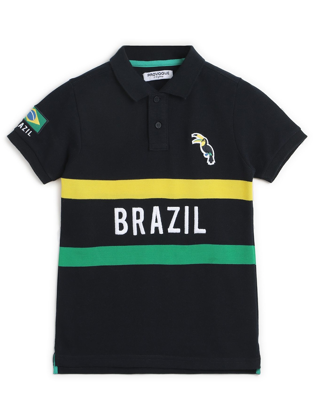 

Provogue Boys Striped Polo Collar Cotton T-shirt, Navy blue