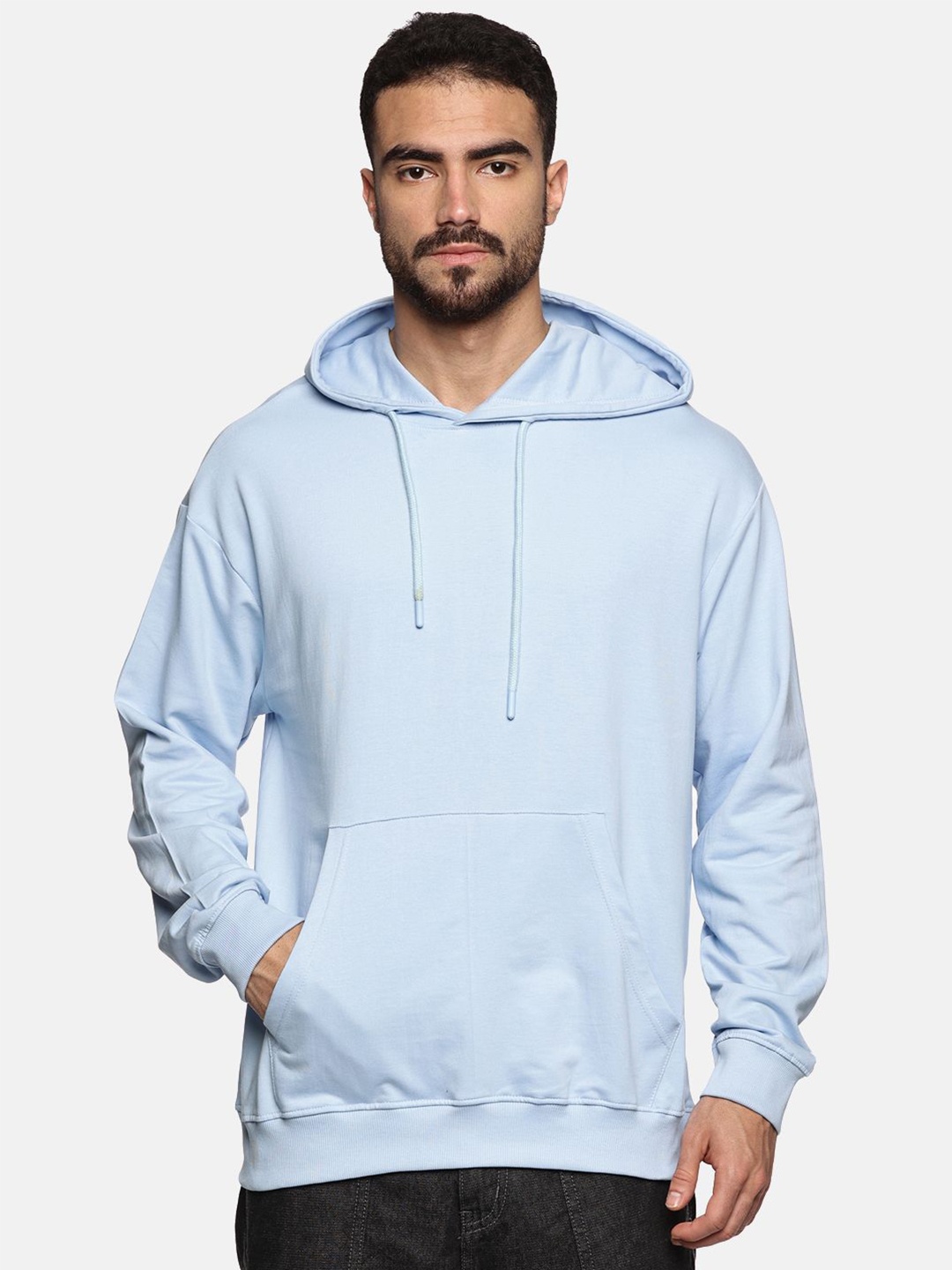 

The Roadster Lifestyle Co Men Pure Cotton Solid Relaxed Fit Hoodie, Blue
