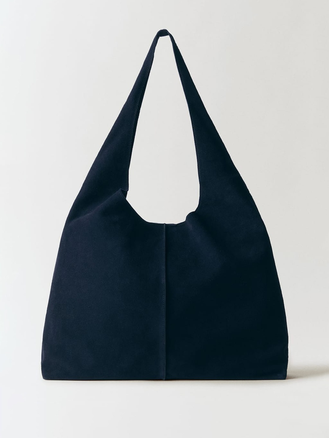 

MANGO Leather Shopper Hobo Bag, Navy blue