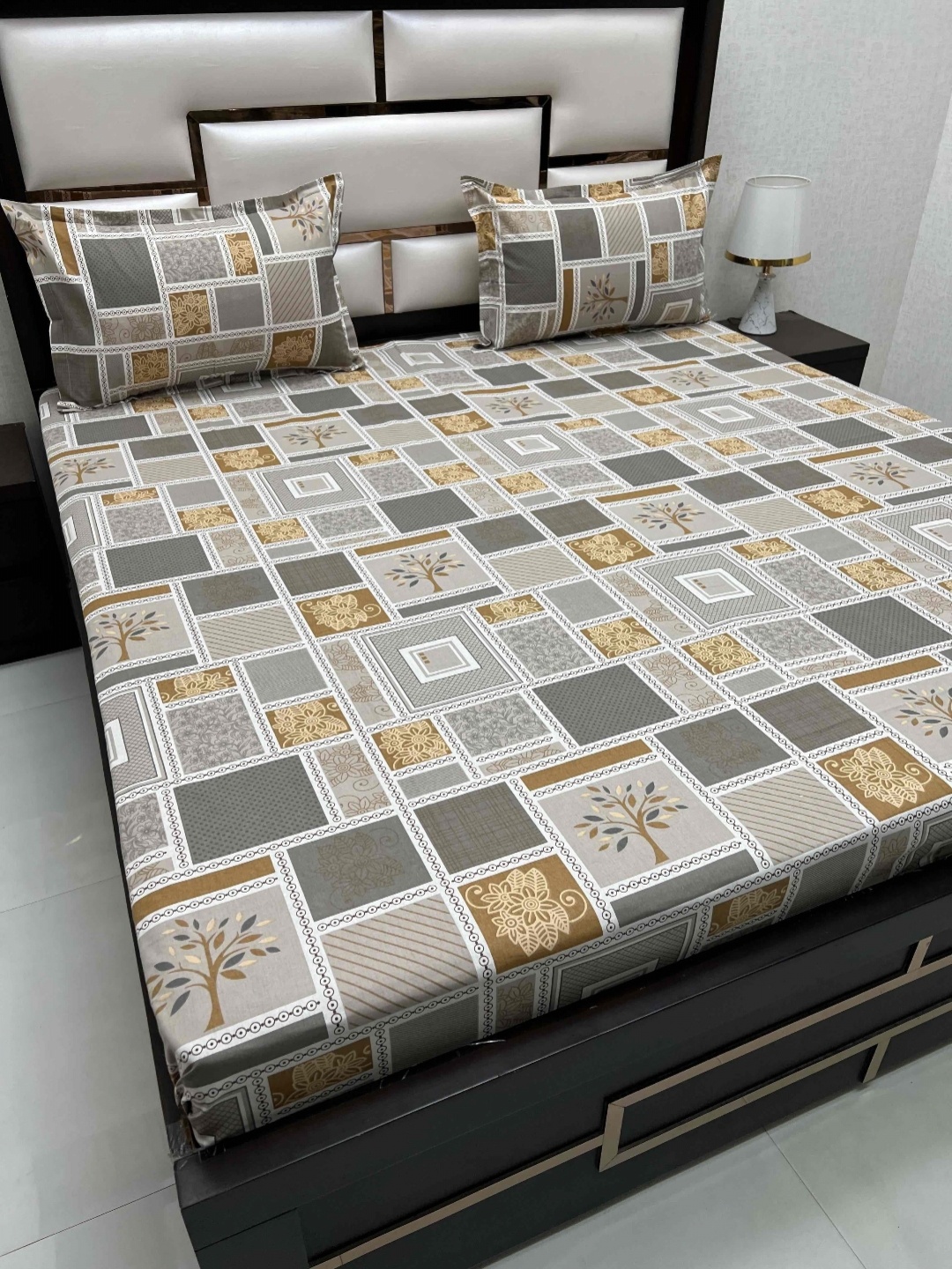 

Pure Decor Passion White Ethnic Motifs 200 TC Pure Cotton Queen Bedsheet-2.28 m x 2.55 m