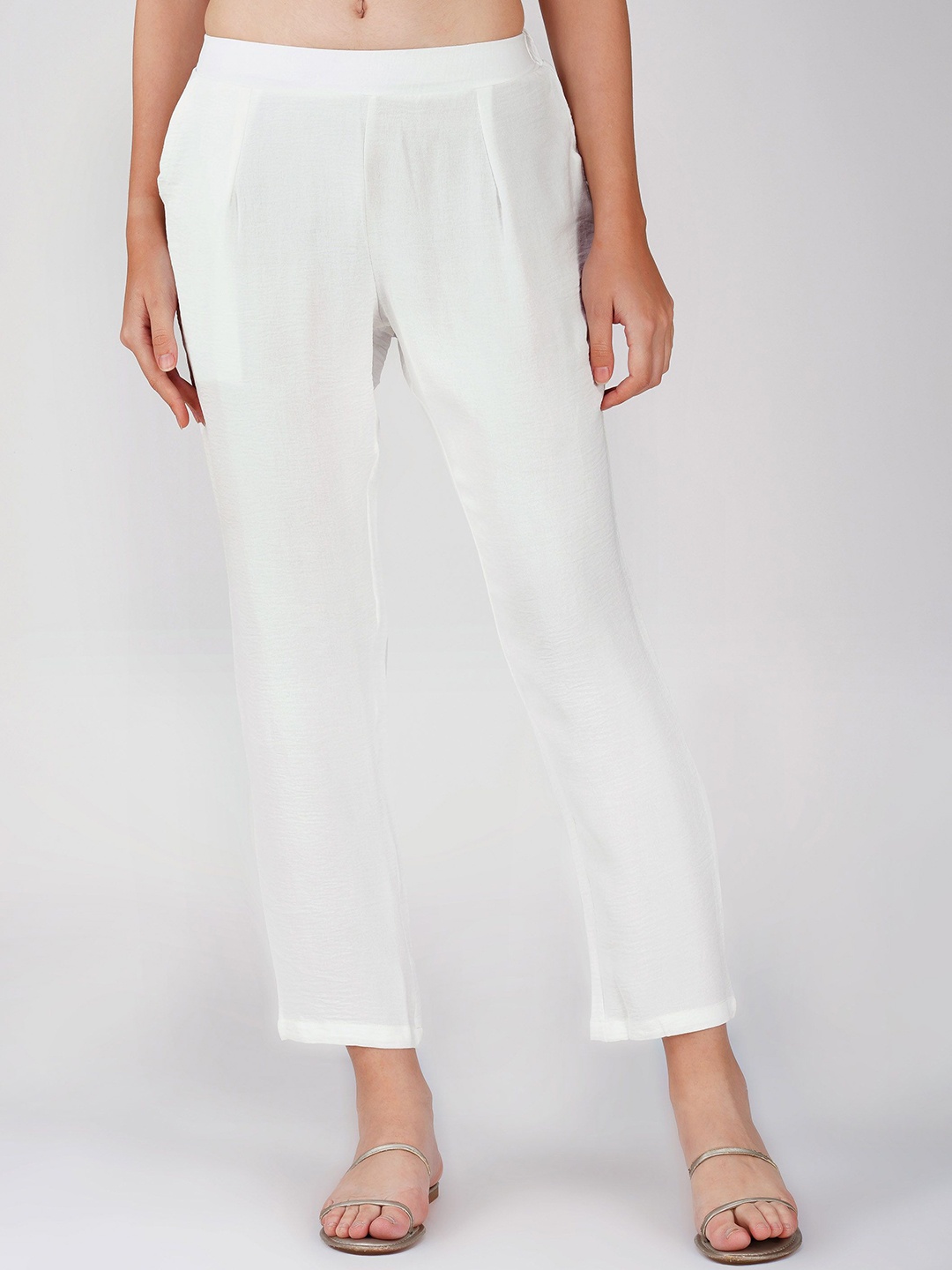 

Bindigasm Women Relaxed Straight Leg Straight Fit Trousers, White
